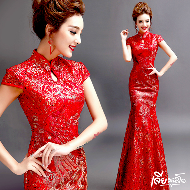 เช่าชุดกี่เพ้า ชุดจีน สีแดง ออกงาน งานหมั้น งานแต่ง เพื่อนเจ้าสาว สวย น่ารัก เจียสตูดิโอ หาดใหญ่ ถูก Qipao Chinese Dresses Hatyai-c4